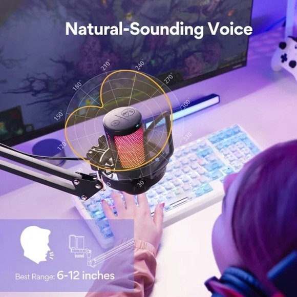 MAONO GAMERWAVE USB MICROPHONE, NOISE CANCELING, Bundle with BOOM ARM - Picture 3 of 6